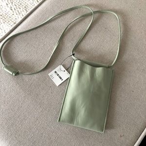 Free People smartphone adjustable crossbody wallet bag, sage green, NWT